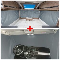 BREMER SITZBEZÜGE Blackout Curtains Set Compatible with VW T3 Transporter Caravelle Multivan from 1979-1992 Sun Protection Camping Camper Accessories Complete Set Curtains Curtain Opaque Accessories