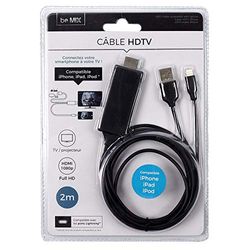 BE MIX - Cable Hdtv 2M Iphone - Full HD - Compatible Iphone Ipad Ipod : Longueur : 2 m