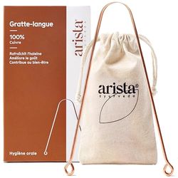 Arista Gratte Langue, Pack de 1, Gratte Langue Cuivre Ayurveda Pour une Haleine Fraiche, Rape Langue Antibactérien, Grattoir Langue Ayurvédique en Cuivre