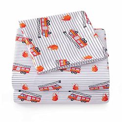 1500 Supreme Kids Bed Sheet Collection - Fun Colorful and Comfortable Boys and Girls Toddler Sheet Sets - Deep Pocket Wrinkle Free Soft and Cozy Bedding - Twin XL, Fire Engine