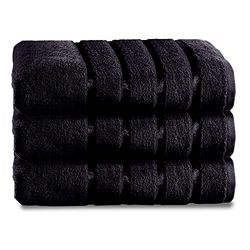 GC GAVENO CAVAILIA Kensington Drap de Bain 100% Coton égyptien de qualité supérieure, très Absorbant, séchage Rapide, Noir