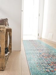 benuta Tapis, Fibres synthétiques, Turquoise, 70X240 cm