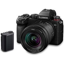 Panasonic LUMIX DC-S5 S5 Appareil Photo sans Miroir Plein Cadre, Enregistrement vidéo 4K 60p avec écran Rabattable et Wi-FI, Objectif 20-60 mm, Double I.S 5 Axes, Noir, Batterie supplémentaire