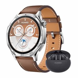HUAWEI WATCH GT 5 46mm Smartwatch + FreeBuds 5i Nero,Design elegante, Nuova modalità corsa e ciclismo, Monitoraggio della salute, 14 giorni1 di durata della batteria, iOS e Android, Marrone