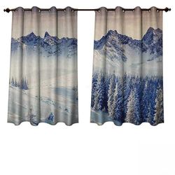 Anshesix Nature Outdoor Ultraviolet Protective Curtains Snowy Winter Dramatic Overcast Sky Wonderland Snowfall Seasonal Panorama Print W63 x L63 (160 cm x 160 cm)