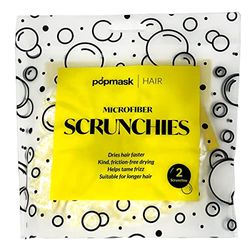 Popband Lot de 2 chouchous extensibles en microfibre - Jaune - Pour tous les types de cheveux, réduit les frisottis, empêche les accrocs et les cassures - Absorbant et à séchage rapide