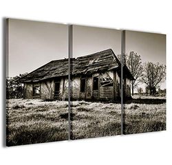 Stampe su Tela, old cottage - Cuadros modernos de 3 paneles ya enmarcados, canvas, listo para colgar, 120 x 90 cm