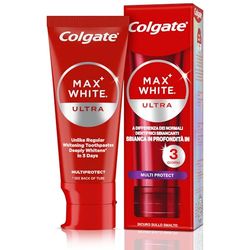 Colgate Max White Ultra Multiprotect tandkräm 50 ml | vitare tänder på 3 dagar* | Skyddar emaljen och känsliga tänder | tandblekning | tar bort djupa fläckar