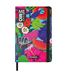 Mitama Large Notebook - BRAZIL Graphics - Memo Book - Notebook - Soft Touch Cover - Inner Pocket + Pencil Included - Lined Paper - 13 x 21 cm