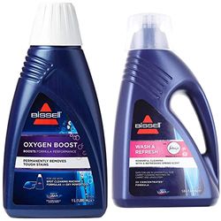 BISSELL SpotClean Oxygen Boost Formula, Nylon/A, Double Concentrate & Wash & Refresh Febreze Carpet Shampoo | Blossom & Breeze Scent With Febreze | For Use With All Leading Upright Carpet Cleaners