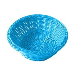 Garcia de Pou Cesti Rotondi Imitazione Vimini, Pp, Turchese Blu, Ø 20x8 CM