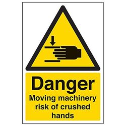 VSafety "Danger Moving Machinery Risk Crushed Hands" teken, pak van 3), 200mm x 300mm, 3