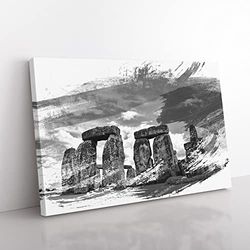 Stonehenge Wiltshire Vol.2 V1 Modern Canvas Wall Art Print Ready to Hang, Framed Picture for Living Room Bedroom Home Office Décor, 60x40 cm (24x16 Inch)