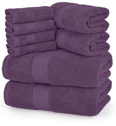 Utopia Towels 8-Piece Luxury Towel Set, 2 Bath Towels, 2 Hand Towels, and 4 Wash Cloths, 600 GSM 100% Ring Spun Cotton Highly Absorbent Towels for Bathroom, Sports, and Hotel (Plum)
