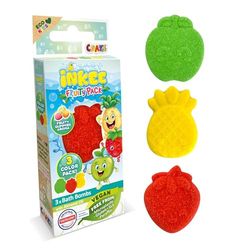 INKEE Mini Pack Fruity, Set Di 3 Pompe Da Bagno Per Bambini Con Forme E Aromi Di Frutta, Fragola, Mela E Ananas, Divertimento Garantito