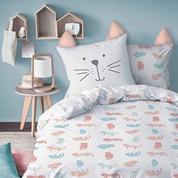 Matt&Rose Parure de lit + 1 Housse de Couette Blanche 135 x 200 + 80 x 80 cm