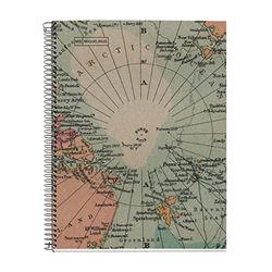 MIQUELRIUS - Notitieboek, 100% gerecycled, 1 gekleurde strepen, A4, 80 vellen liggend formaat, papier 80 g, 4 gaten, omslag van gerecycled karton, design Ecomaps