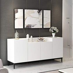 Homemania - Mueble Multiusos, aglomerado de melamina, Metal, Blanco, Negro
