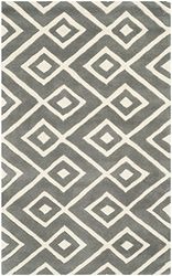 SAFAVIEH Tapis Contemporain Pour Salon, Salle à manger, Chambre à coucher - Chatham Collection, Tapis à poil court, Gris foncé et Ivoire, 61 X 91 cm
