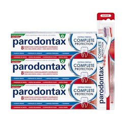 Parodontax - Complete Protection, Set di 3 dentifrici con 1 spazzolino da denti morbido, per il sanguinamento delle gengive, Extra Fresh