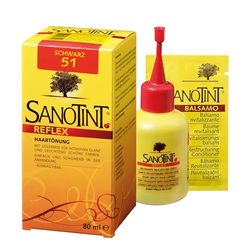 Sanotint - Reflex Coloration capillaire n° 51 « Noir » - 1 x 80 ml - Avec millet doré et extraits d'herbes