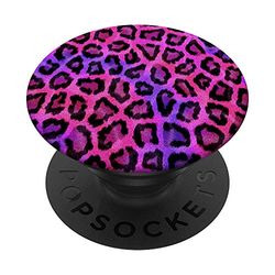 Cell Phone Button Pop Out Holder Pink Purple Leopard Print PopSockets PopGrip: Swappable Grip for Phones & Tablets