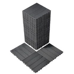 VEVOR Piastrelle per Patio ad Incastro 36 Pezzi 300 x 300 x 20 mm, Piastrelle Impermeabile in Plastica, Piastrelle per Tutte Le Condizioni Atmosferiche, per Portico Piscina Cortile, Grigio Scuro