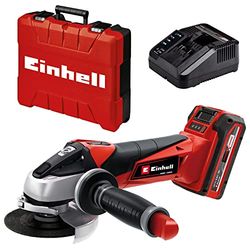Einhell Amoladora angular con batería TE-AG 18/115 Li Kit Power X-Change (18 V, 115 mm diámetro de disco, 28 mm profundidad de corte, incl. 3,0 Ah batería y cargador), Rojo