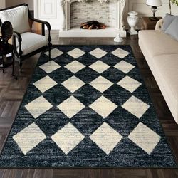 Lahome Tapis marocain à Motif Treillis – Grand Tapis Lavable pour Chambre à Coucher, Salon, Tapis d'intérieur Doux, antidérapant et résistant aux Taches pour Salle à Manger, Table Basse – 152 x 213