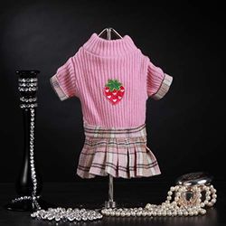 Trilly Tutti Brilli Oxford Abito in Lana con Gonna Scozzese e Applicazione Termica Rosa, XS - 1 Prodotto
