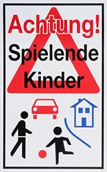 Metafranc 501110 Safety Sign "Achtung spielende Kinder" - 400 x 250 mm/Signage/Information Sign/Warning Sign/Warning Marking/Safety Marking/Hazard Warning/Play Road / 501110