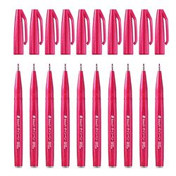 Pentel - Pennarello con punta simile a pennello “Brush Sign Pen”, SES15C-12 10 Bordeaux