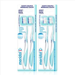 meridol Lot de 4 brosses à dents à dents douces pour un nettoyage en douceur des dents sur l'ourlet des gencives