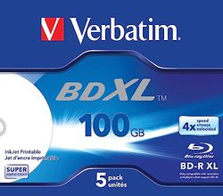 Verbatim BD-R Single Layer 4x Burn Speed, superficie imprimible Scratchguard Plus, paquete de 5, 43789