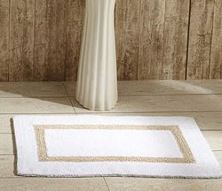 Meilleures Tendances/Pan d'outre-mer Hotel Collection 200 GSF 100% Coton réversible de Bain Rugs 2-Pack, Coton, Blanc/Sable, 21x34