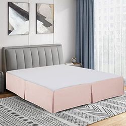 Cathay Home - Gonna da letto doppia in microfibra spazzolata plissettata, ultra morbida, resistente allo sbiadimento e alle rughe - Blush, Queen