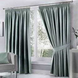 Fusion - Duck Egg Blue Blackout Curtains W90 x L90" (229 x 229cm) - Pencil Pleat Curtains in Blue - 2x Panels - Thermal Curtains for Bedroom & Living Room - Pleated Curtains and Drapes in Duck Egg