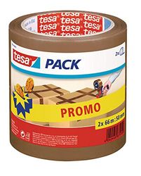 tesa Pack® – Universal Adhesive Tape for Packing, Sealing and Packaging – Made of PP – Tear and UV Resistant – 2 x 66 m x 50 mm – Brown