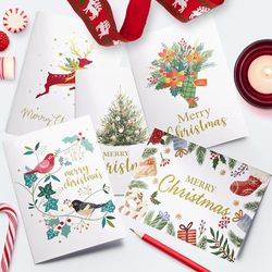 Dessie 30 Unique Christmas Cards with Envelopes 4x6 and Gold Sealing Stickers. Short Greetings Inside. Boxed Christmas Cards and Happy Holiday Greeting Cards Set.
