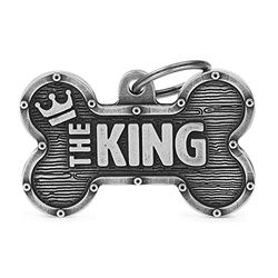 MyFamily Mèdaille pour chien personnalisé Made in Italy, Bone XL "The King", médaille pour chien avec gravure gratuite, Bronx Collection