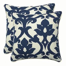 Pillow Perfect Outdoor Bosco Corded Throw Pillow, 47 cm, Navy, Set di 2