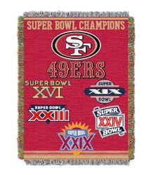 Northwest NFL San Francisco 49ers jubileumsvävd gobelängfilt, 122 cm x 152 cm, röd
