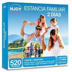 NJOY Experiences - Caixa de presente - Estadia familiar 2 dias - Ideia de presente - Estadia em família de 1 noite para 2 adultos e 1 ou 2 crianças
