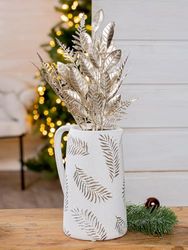 Pack of 4 Jug/Vase, Fern motif, Ceramics, white, PU 4, W. 14 cm, H. 21 cm, D. 12 cm