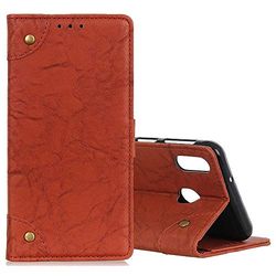 Carcasa de telefono Caballo Loco for la Galaxia M10 Hebilla de Cobre Retro Textura Horizontal del Cuero del tirón con el sostenedor y Ranuras for Tarjetas y Monedero (Negro) (Color : Marrón)