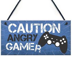 RED OCEAN Blue Gaming Sign Hanging Door Plaque Gamer Gift Boys Bedroom Decor Son Dad Gift
