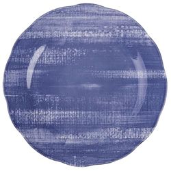 Lot de 6 assiettes plates en porcelaine, bord festonné, bleu, Versilia