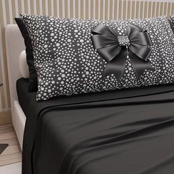 PETTI Artigiani Italiani - Sábanas de algodón con Fundas de Almohada de impresión Digital, sábanas matrimoniales, Juego de Cama matrimonial, Negro, 100% Made in Italy