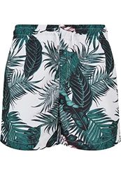 Urban Classics Jongens zwembroek Pattern Swim Shorts AOP zwemshorts voor jongens, met all-over print verkrijgbaar in 2 kleuren, maten 110/116-158/164, palm bladeren Aop, 122 cm