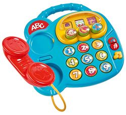 Simba ABC 104010016 - Teléfono Colorido, Juguete para bebé, Pantalla giratoria, melodía, teléfono de Juego, teléfono de Aprendizaje, con Diferentes Sonidos, 20 cm, motricidad, niño, a Partir de 6